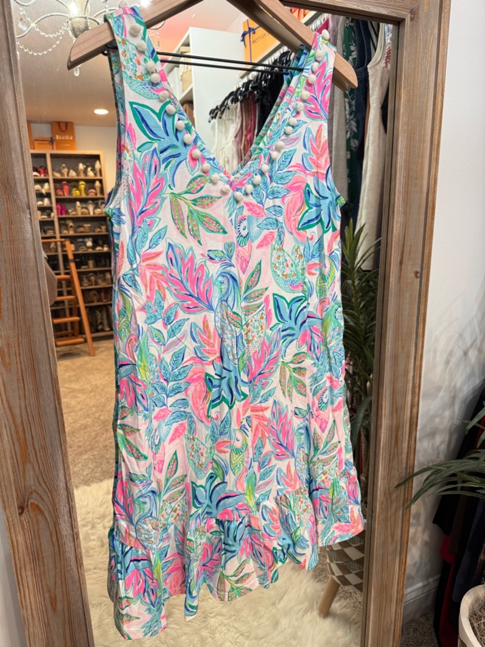 Lilly Pulitzer Pink Blue Green Floral Midi Dress